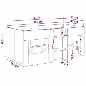 Dětská vysoká postel 2 pcs Bílá 163 x 101,1 x 68,5 cm - obrázek 8