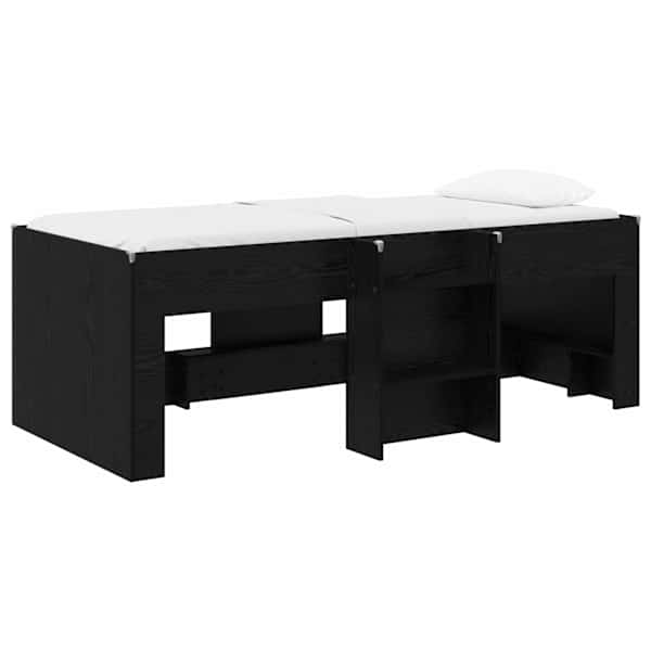 vidaXL Laste k&otilde;rge voodi raam Must tamm 90 x 190 cm Tehispuit