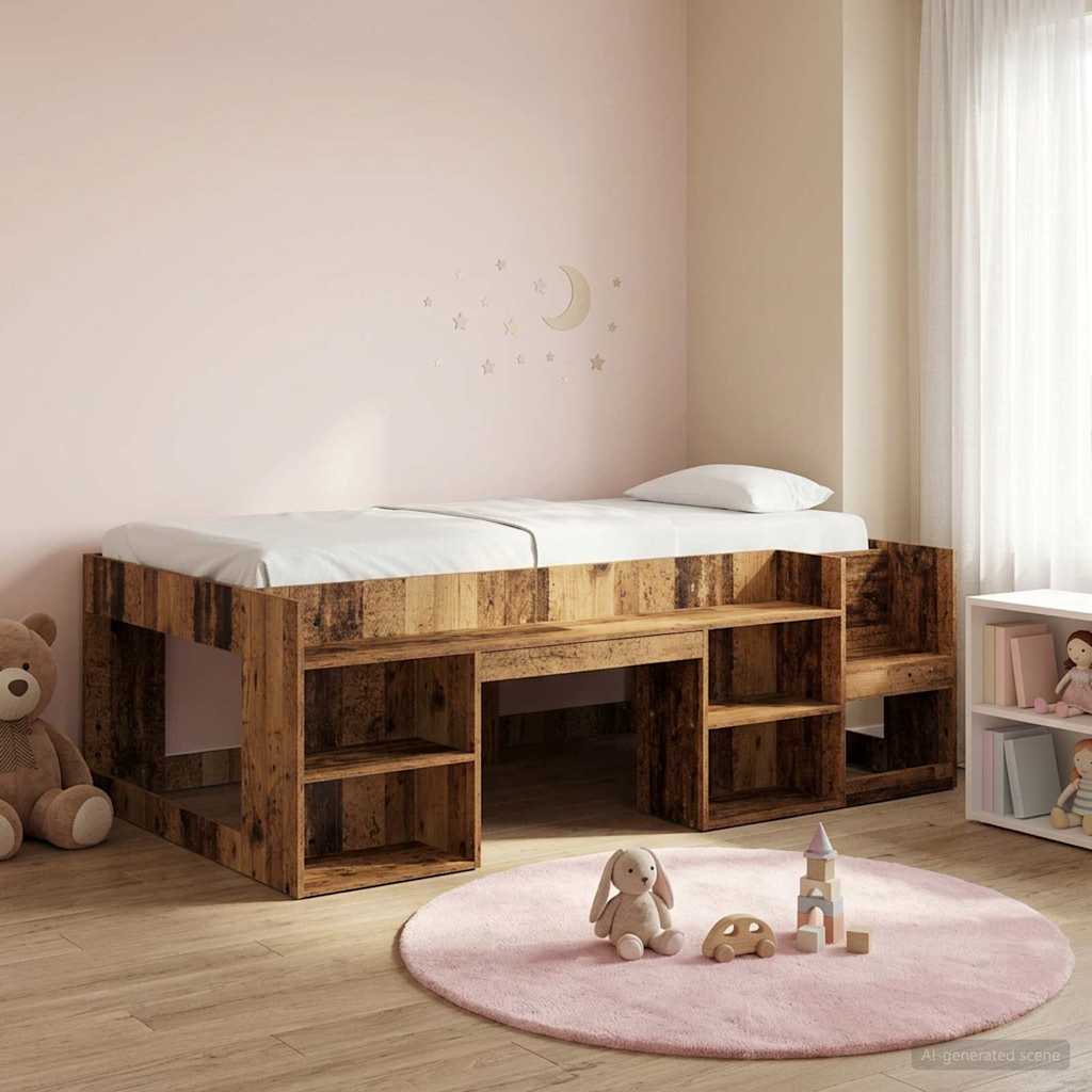 Dětská postel s úložným prostorem Staré dřevo 80 x 200 cm