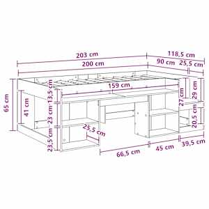 Dětská postel s úložným prostorem Betonově šedá 90 x 200 cm - obrázek 8