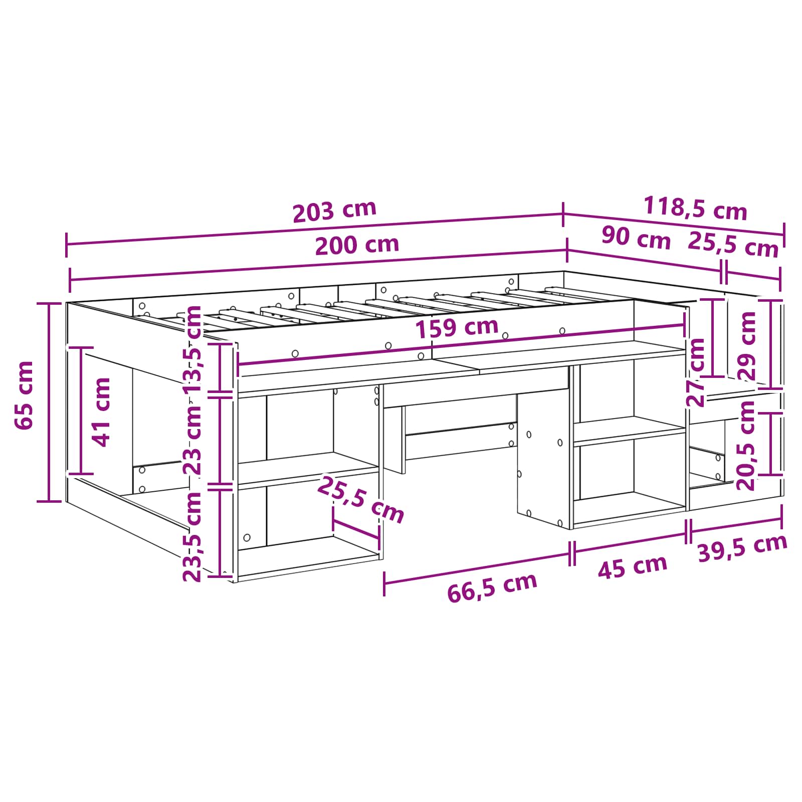 Dětská postel s úložným prostorem Staré dřevo 90 x 200 cm - obrázek 8