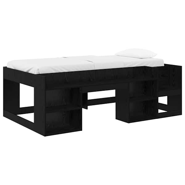 vidaXL Laste voodiraam koos ladustamisega Must tamm 90 x 190 cm