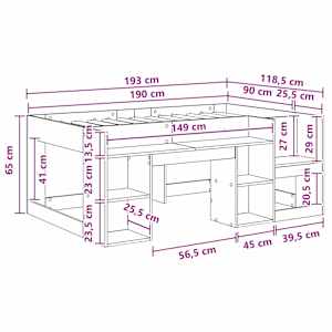 Dětská postel s úložným prostorem Šedý Sonoma 90 x 190 cm - obrázek 8