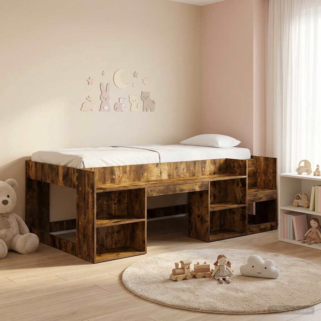 Dětská postel s úložným prostorem Kouřový dub 75 x 190 cm