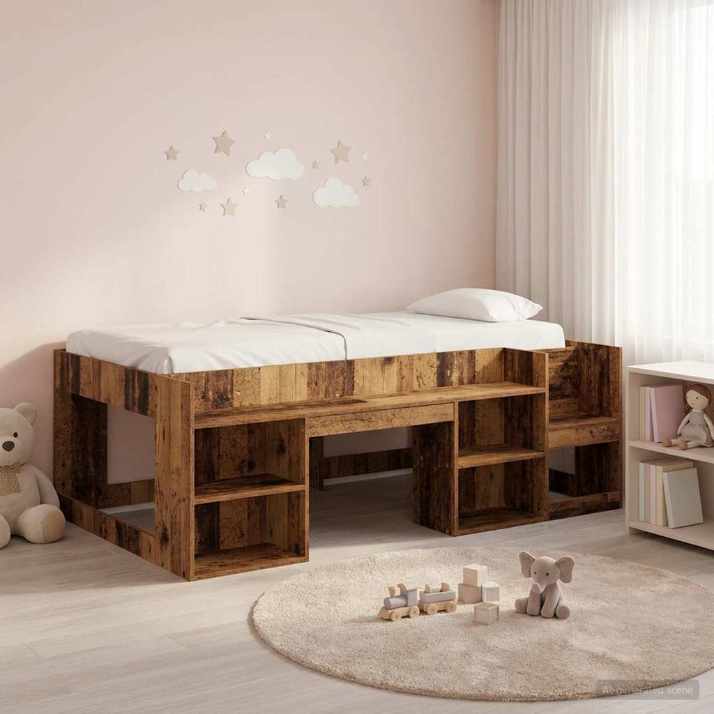 Dětská postel s úložným prostorem Staré dřevo 75 x 190 cm