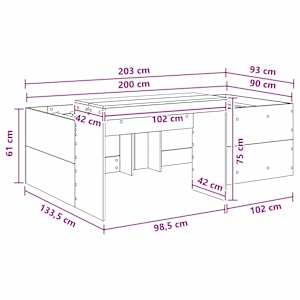 Dětská vysoká postel s pracovním stolem Bílá 90 x 200 cm - obrázek 9