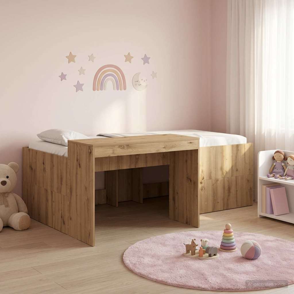Dětská vysoká postel s pracovním stolem Dub artisan