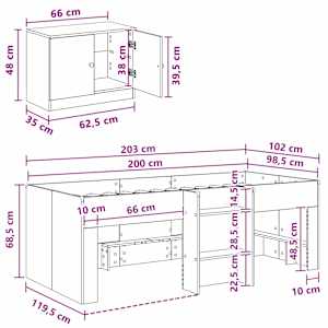 Rám postele s kabinetem s úložištěm 3 pcs Bílá kompozitní dřevo - obrázek 7