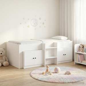 Loft posteljni okvir s predalom 3 pcs Bela Konstruiran les