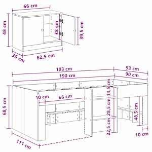 Rám postele na podestě s kabinetem 3 pcs Bílá kompozitní dřevo - obrázek 7
