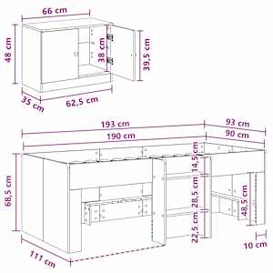 Rám postele na podestě s kabinetem 3 pcs Černá kompozitní dřevo - obrázek 7