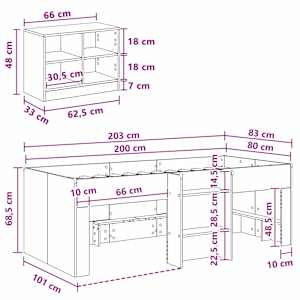 Rám postele na podestě s kabinetem 3 pcs Bílá kompozitní dřevo - obrázek 7
