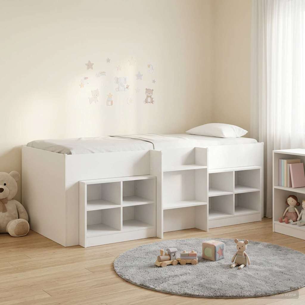 Rám postele na podestě s kabinetem 3 pcs Bílá kompozitní dřevo