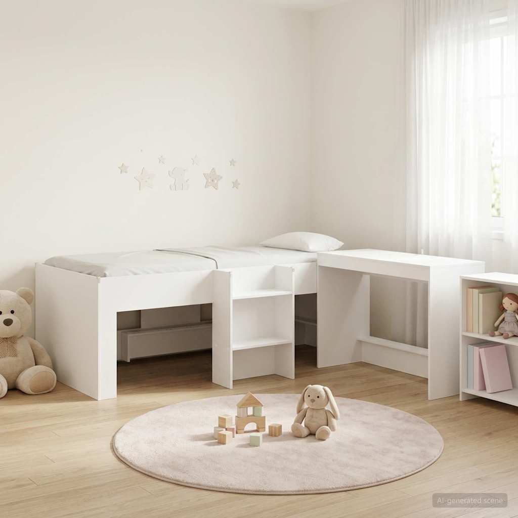 Rám postele se stolem Bílá 90 x 200 cm Kompozitní dřevo