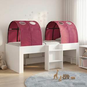 Postelja s Tunelom 4 pcs Bela in rdeča Inženirski les