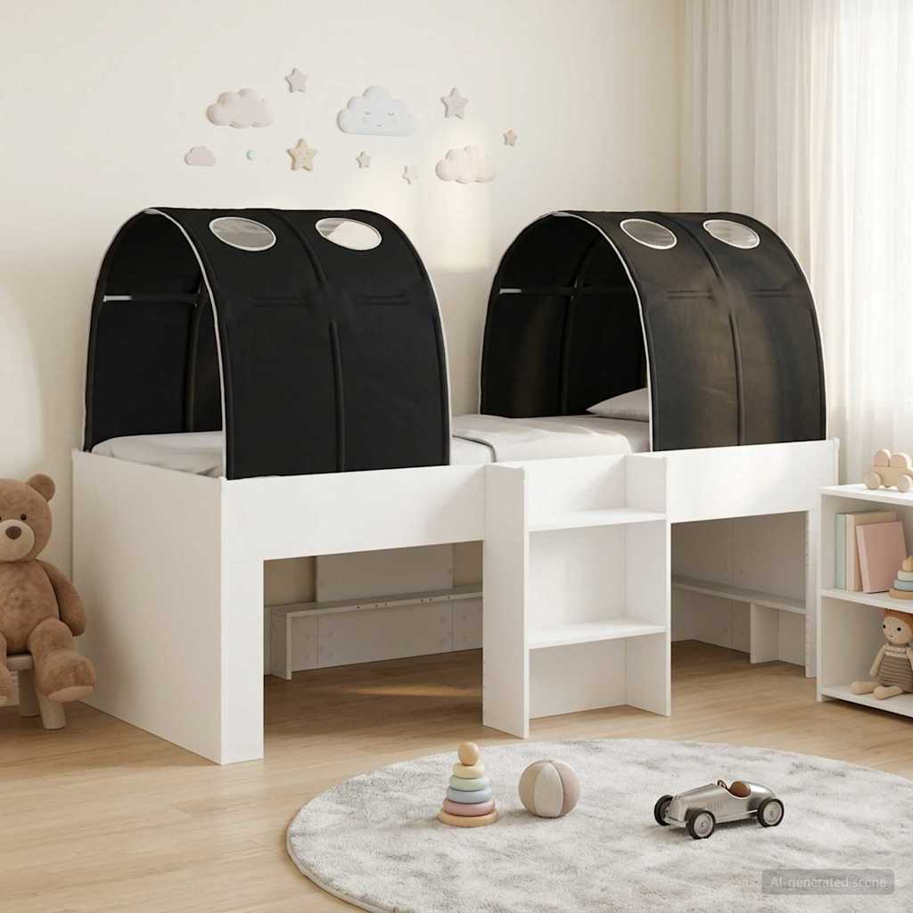 Postel s Tunelem 4 pcs Bílá a černá Kompozitní dřevo