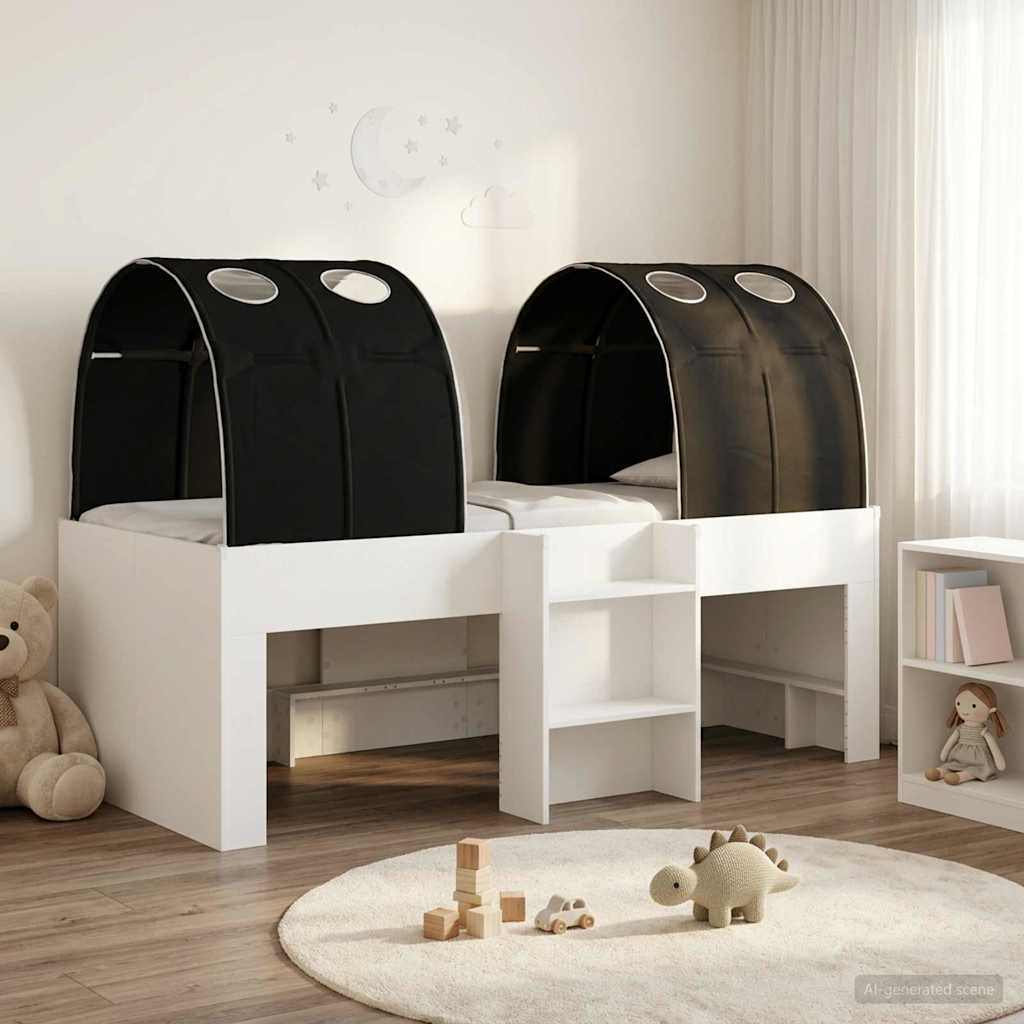 Postel s Tunelem 4 pcs Bílá a černá Kompozitní dřevo