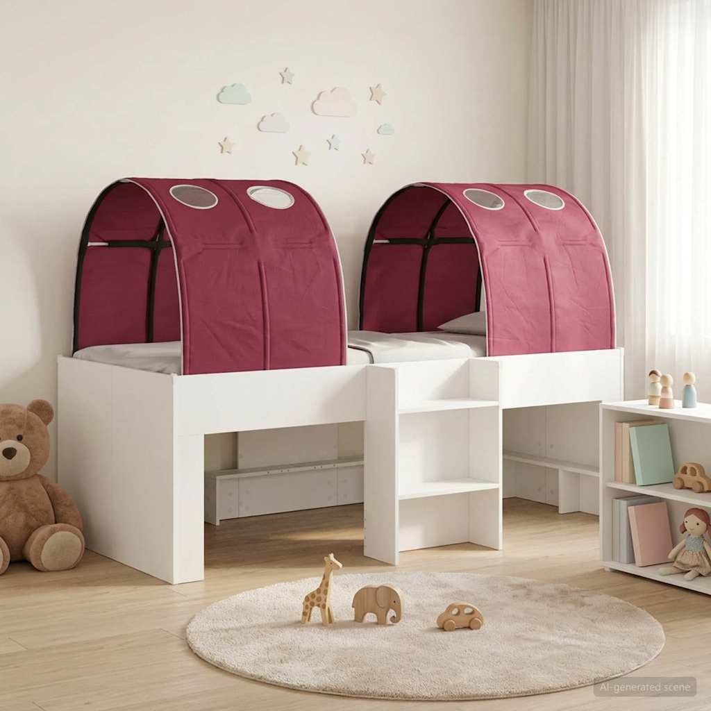 Postel s Tunelem 4 pcs Bílá a červená Kompozitní dřevo