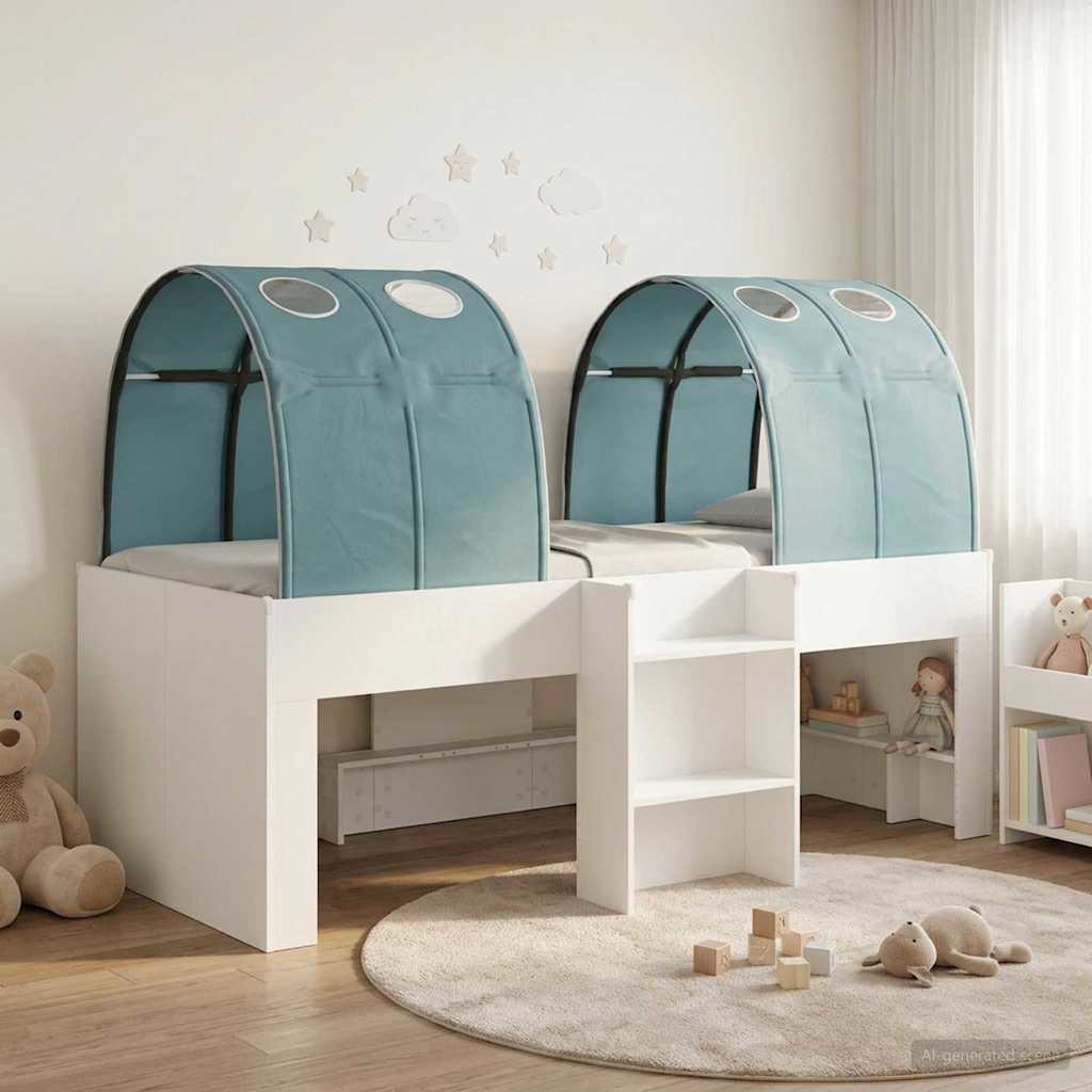 Postel s Tunelem 4 pcs Bílá a světle modrá Kompozitní dřevo