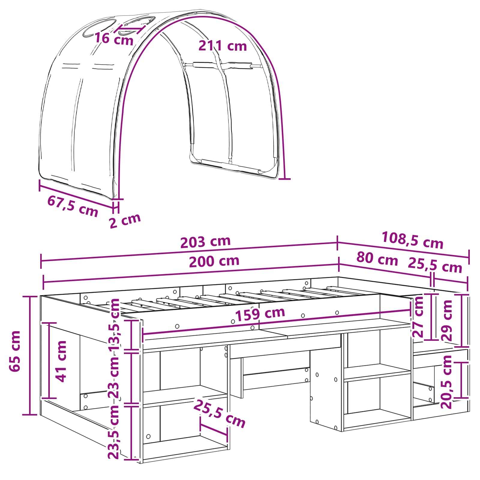 Postel s Tunelem 4 pcs Bílá a červená Kompozitní dřevo - obrázek 11