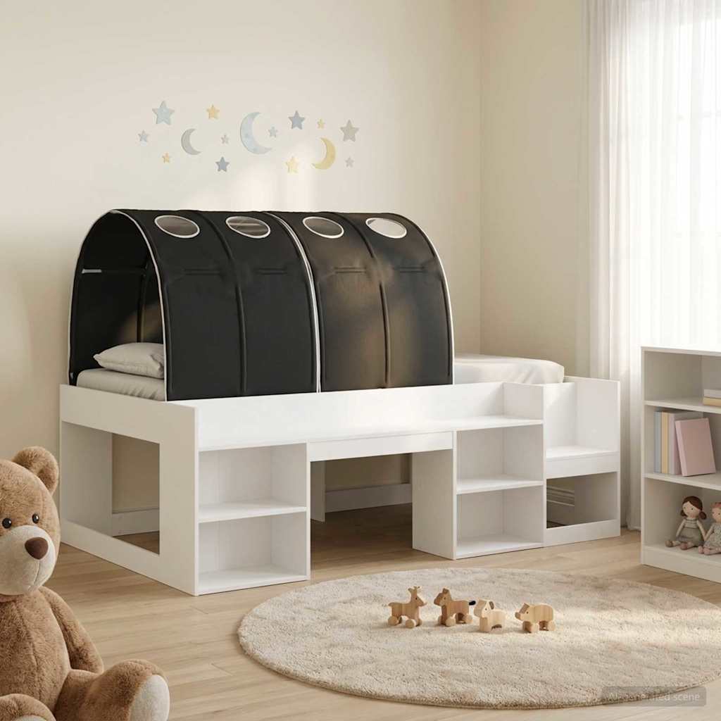 Postel s Tunelem 4 pcs Bílá a černá Kompozitní dřevo