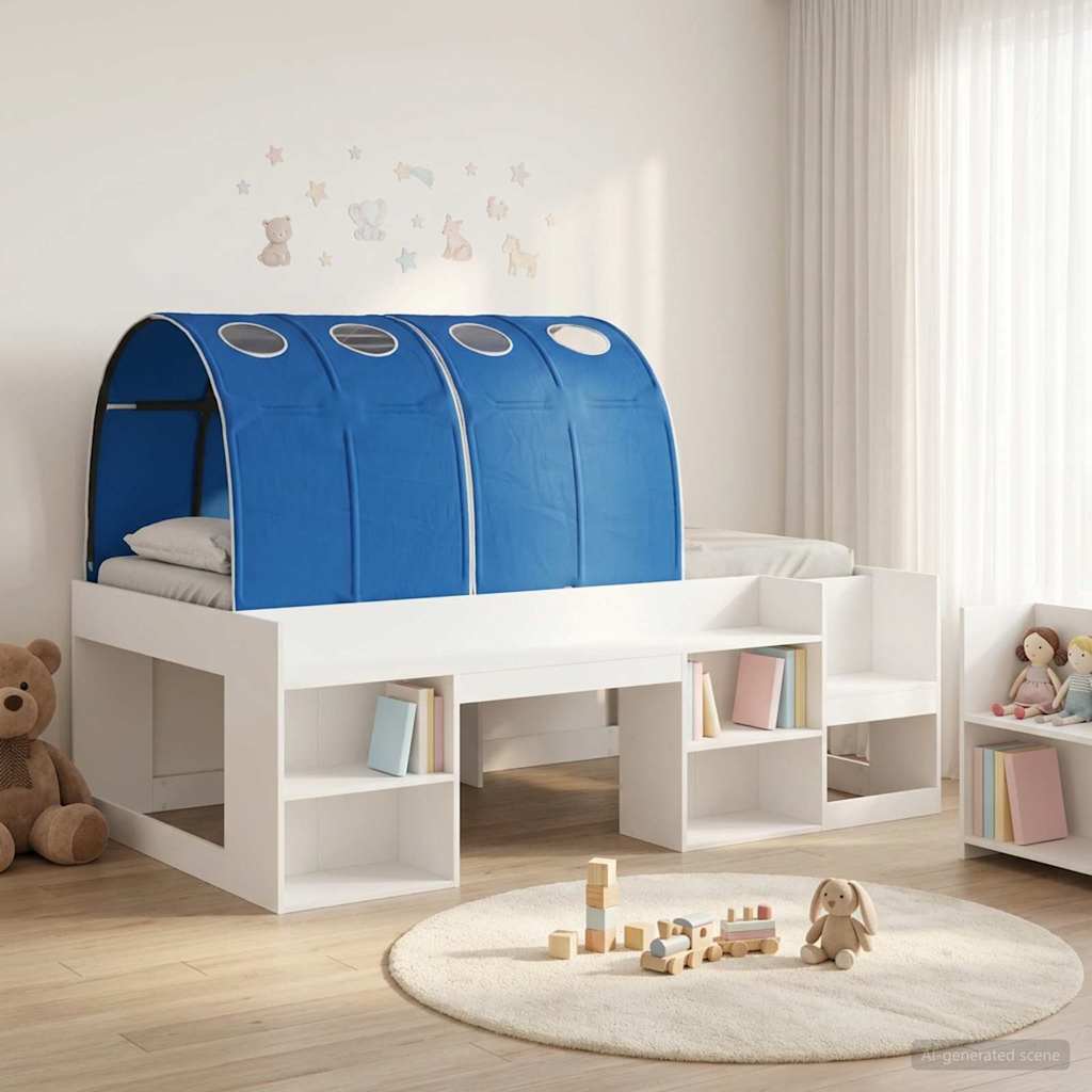 Postelový rám s tunelem 3 pcs Bílá a modrá Dřevěný materiál