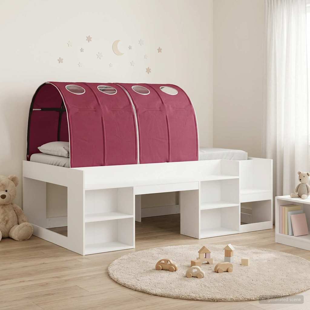 Postelový rám s tunelem 3 pcs Bílá a červená Dřevěný materiál