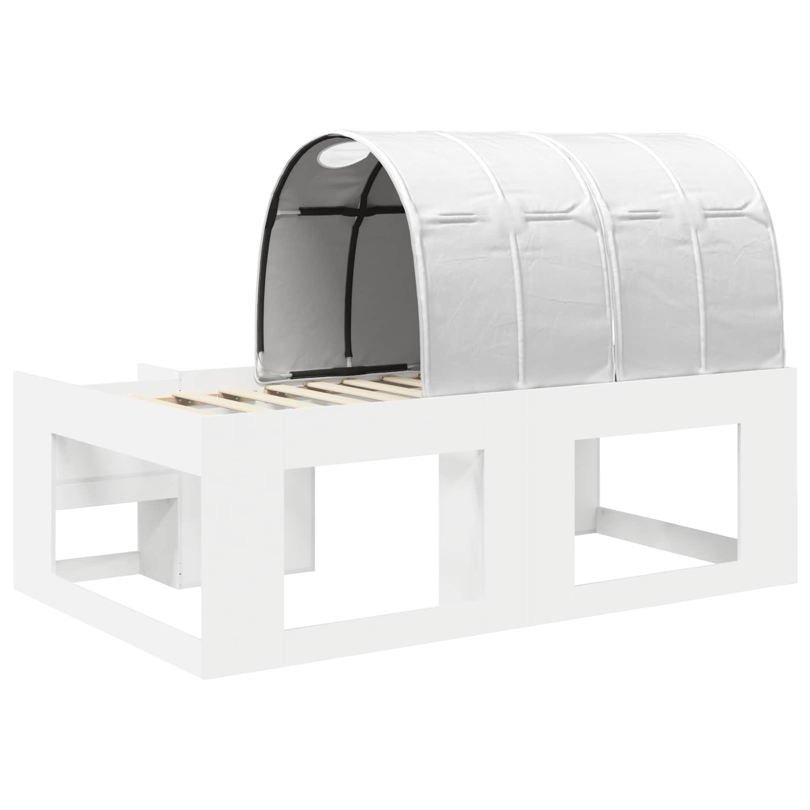 Postelový rám s tunelem s policí 3 pcs Bílá Dřevěný materiál - obrázek 8