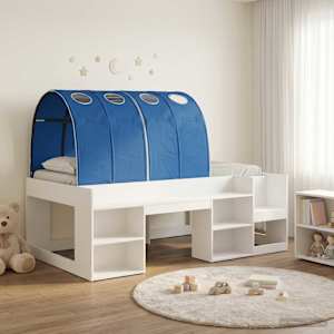 Posteljni okvir s tunelom 3 pcs Bela in modra Konstruiran les