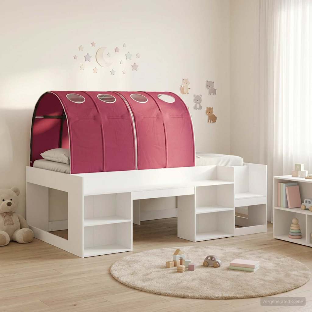 Postelový rám s tunelem 3 pcs Bílá a červená kompozitní dřevo