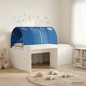 Posteljni okvir s tunelom 3 pcs Bela in modra Konstruiran les