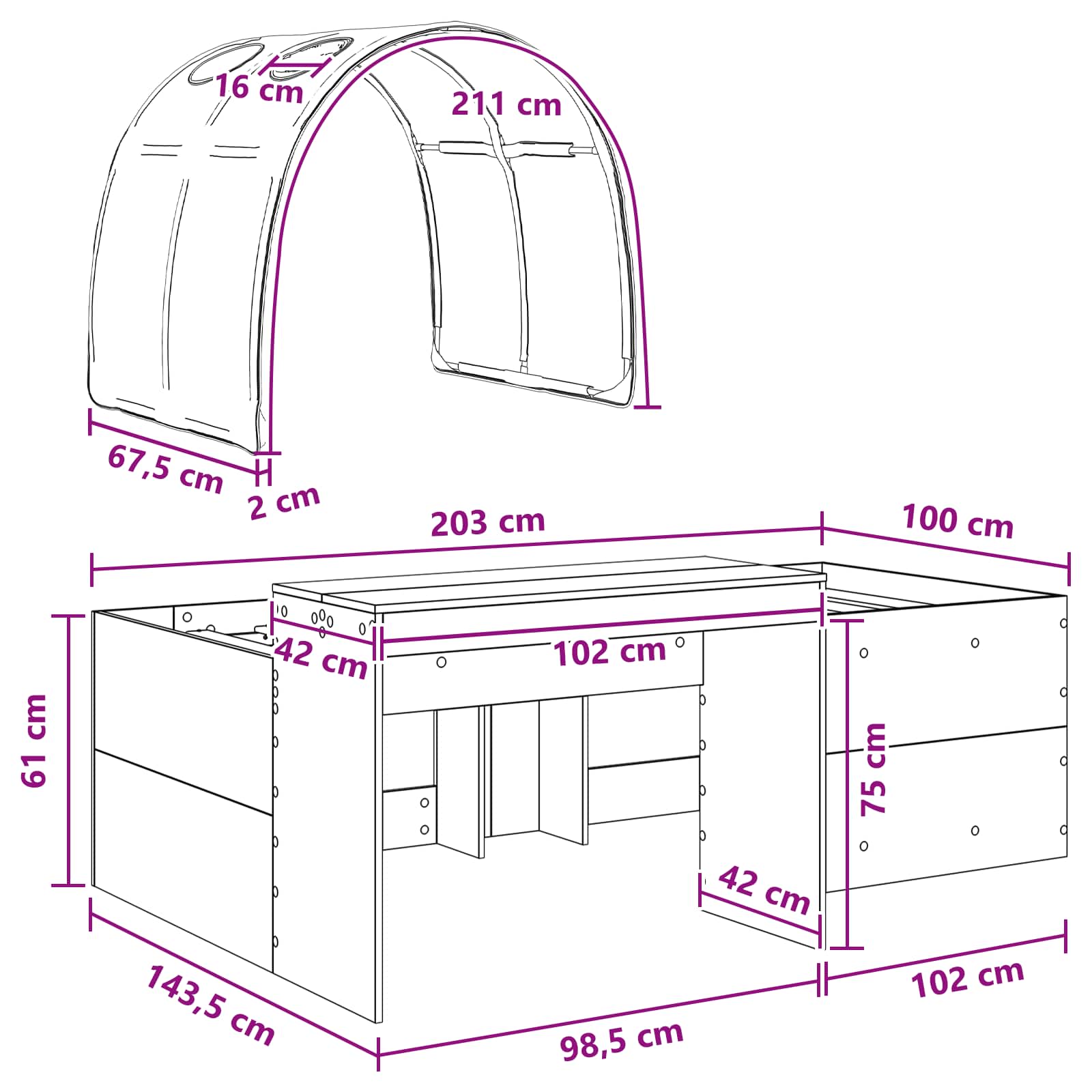 Postel s Tunelem 4 pcs Bílá a světle modrá Kompozitní dřevo - obrázek 11