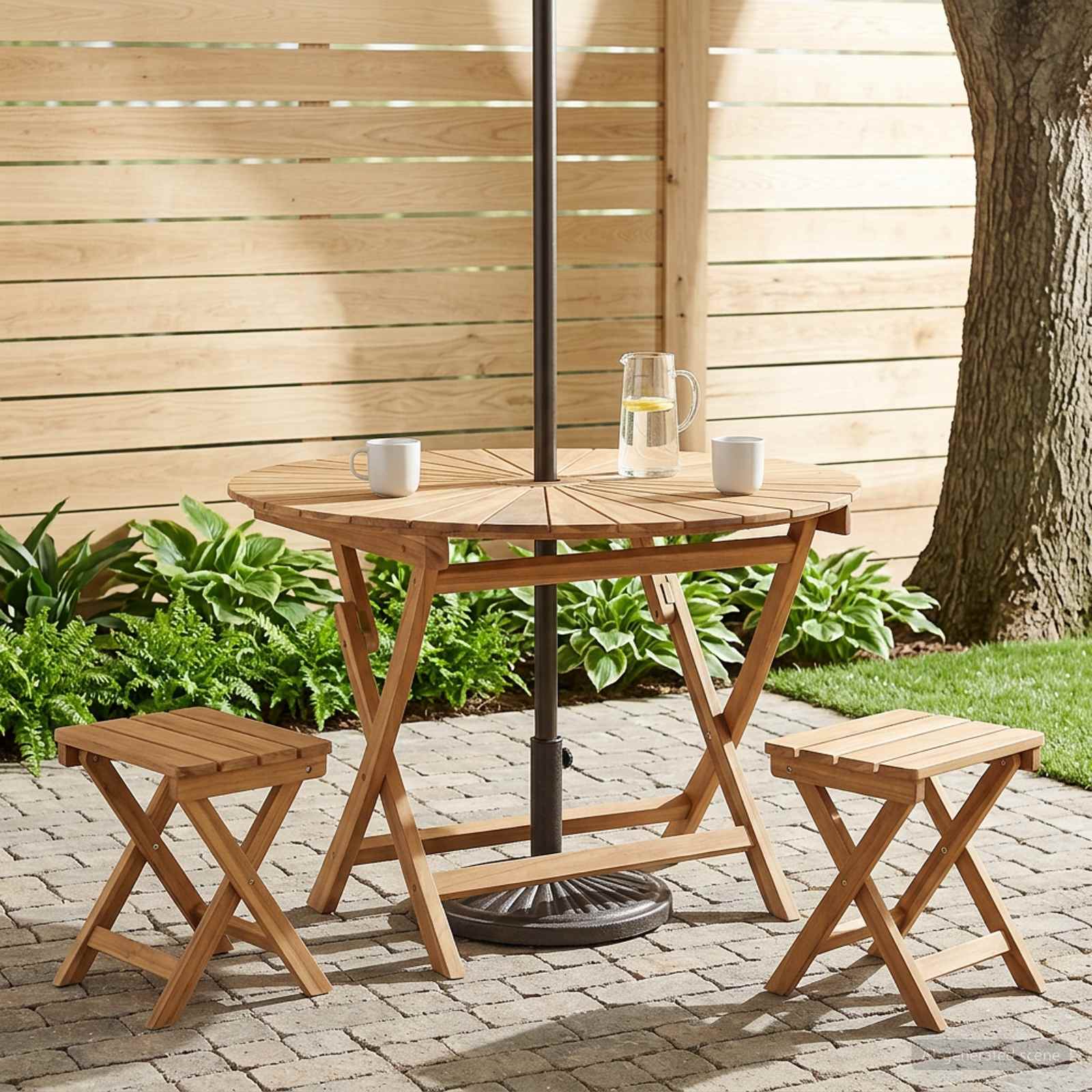 Opklapbare tuintafel Naturel Ø 110 x 75 cm Massief Teakhout image 1