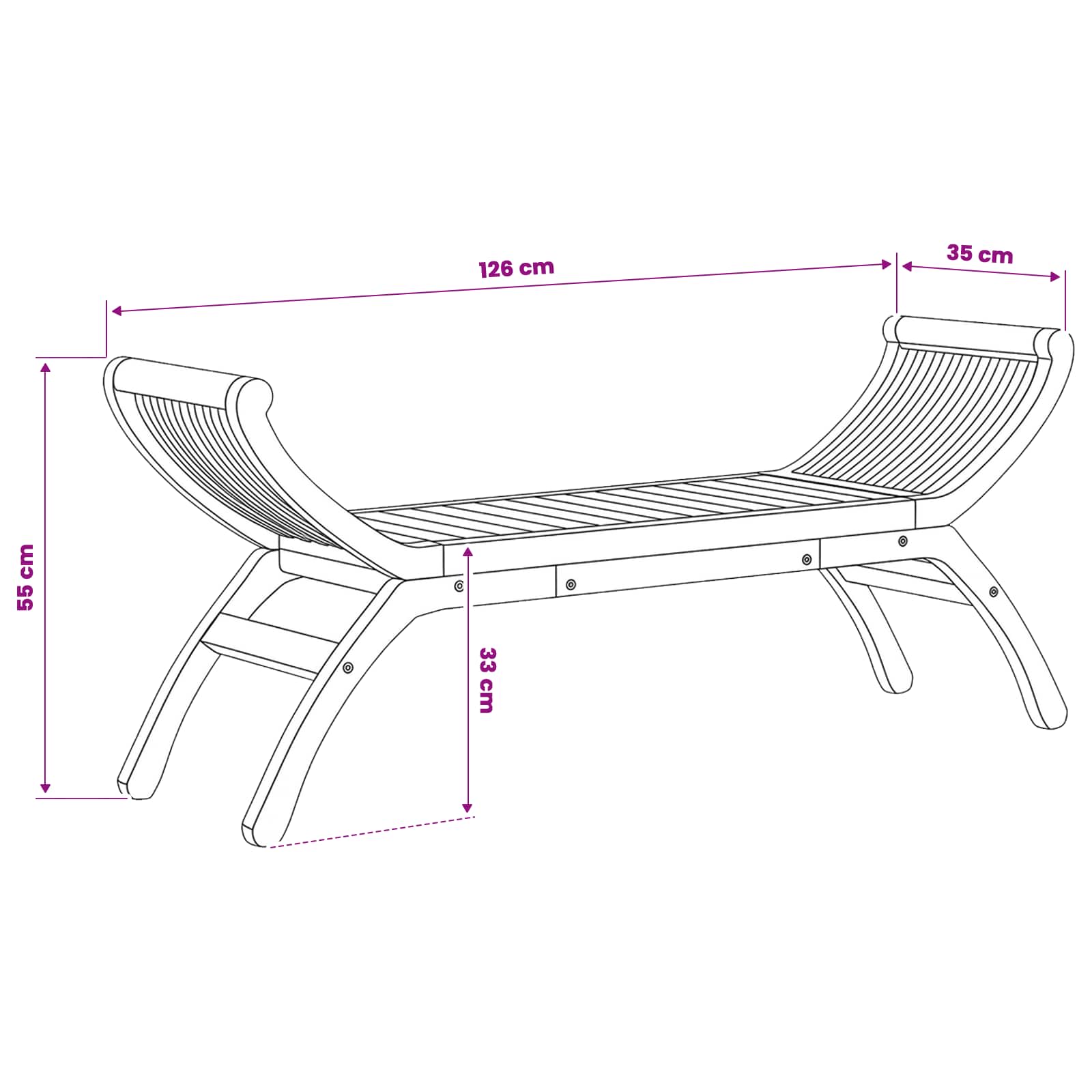 Tuinbank 2-Aantal zitplaatsen 126 cm Massief Teakhout Naturel image 7