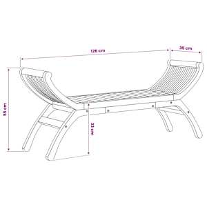 Zahradní lavice 2 -Seater 126 cm Pevné teakové dřevo Přírodní - obrázek 7