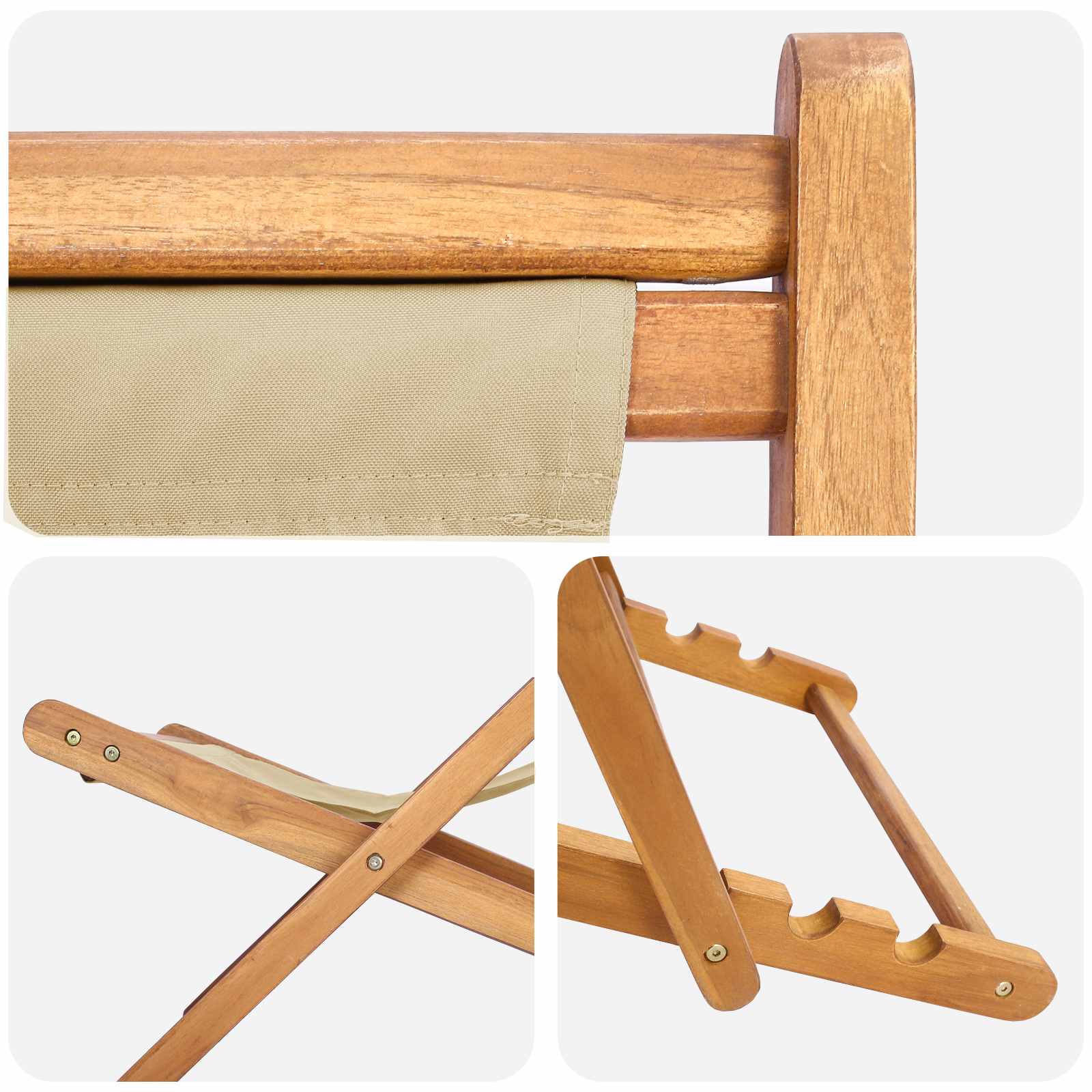 Strandstoel Beige Massief Teakhout image 6