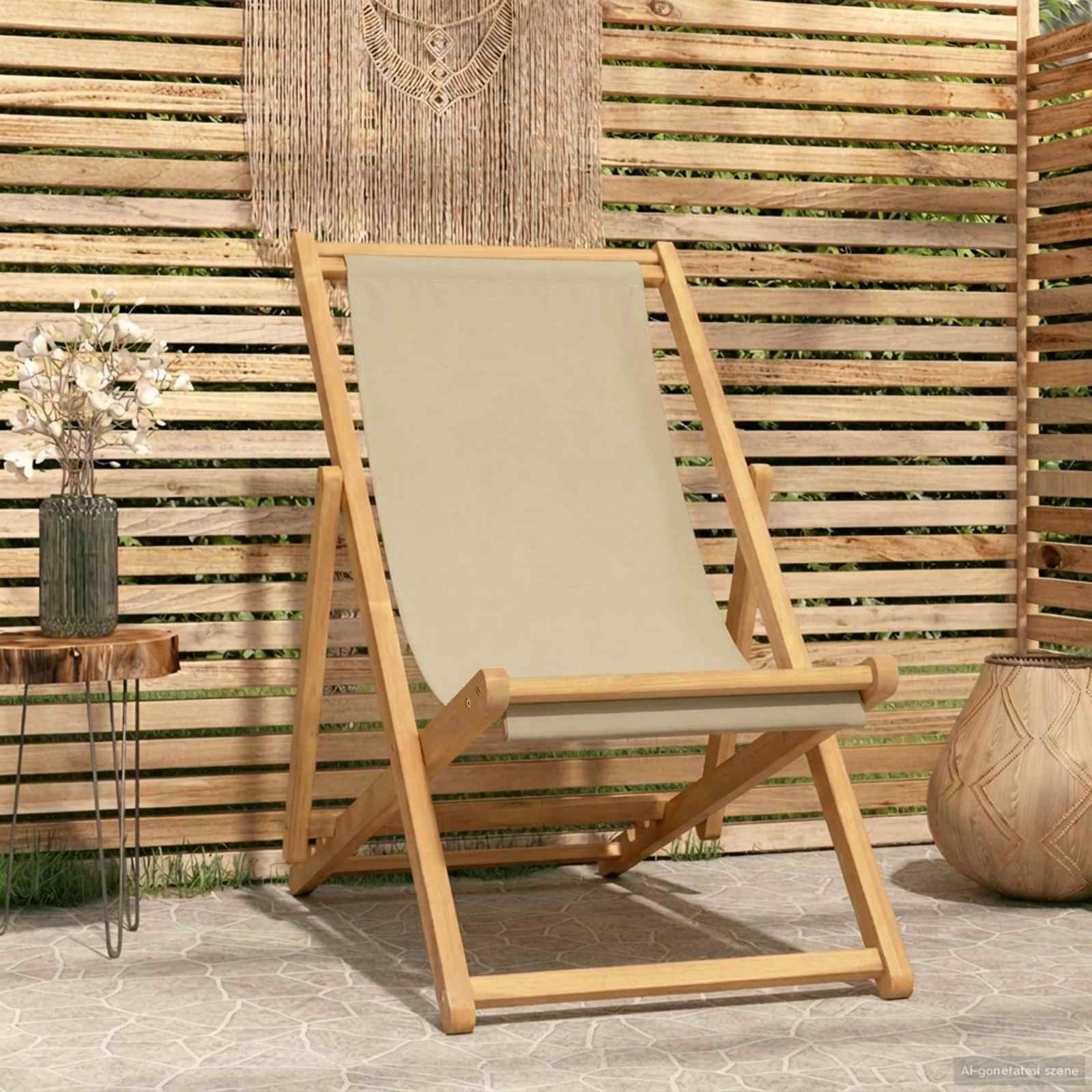 Strandstoel Beige Massief Teakhout image 1