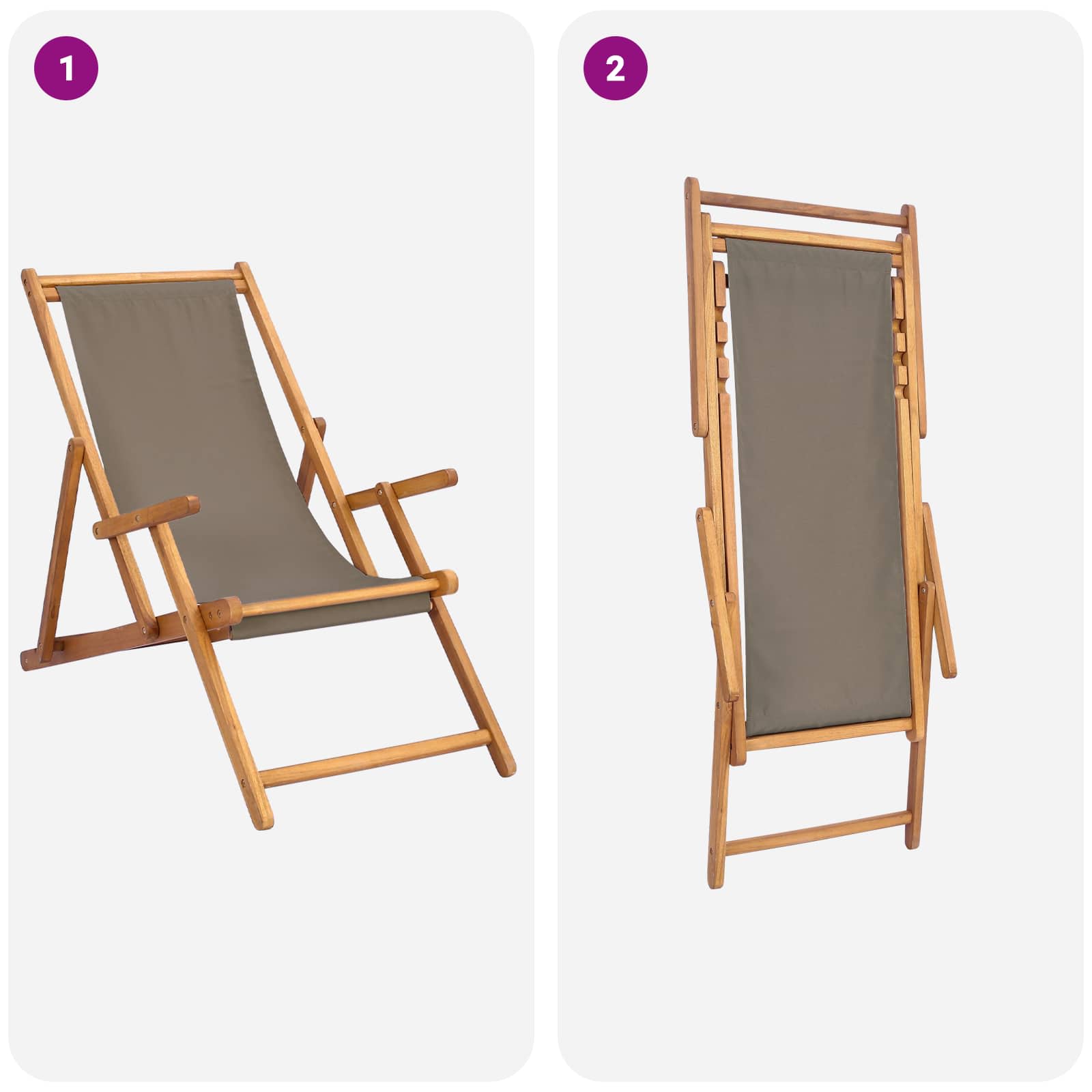 Strandstoel Taupe Massief Teakhout image 7