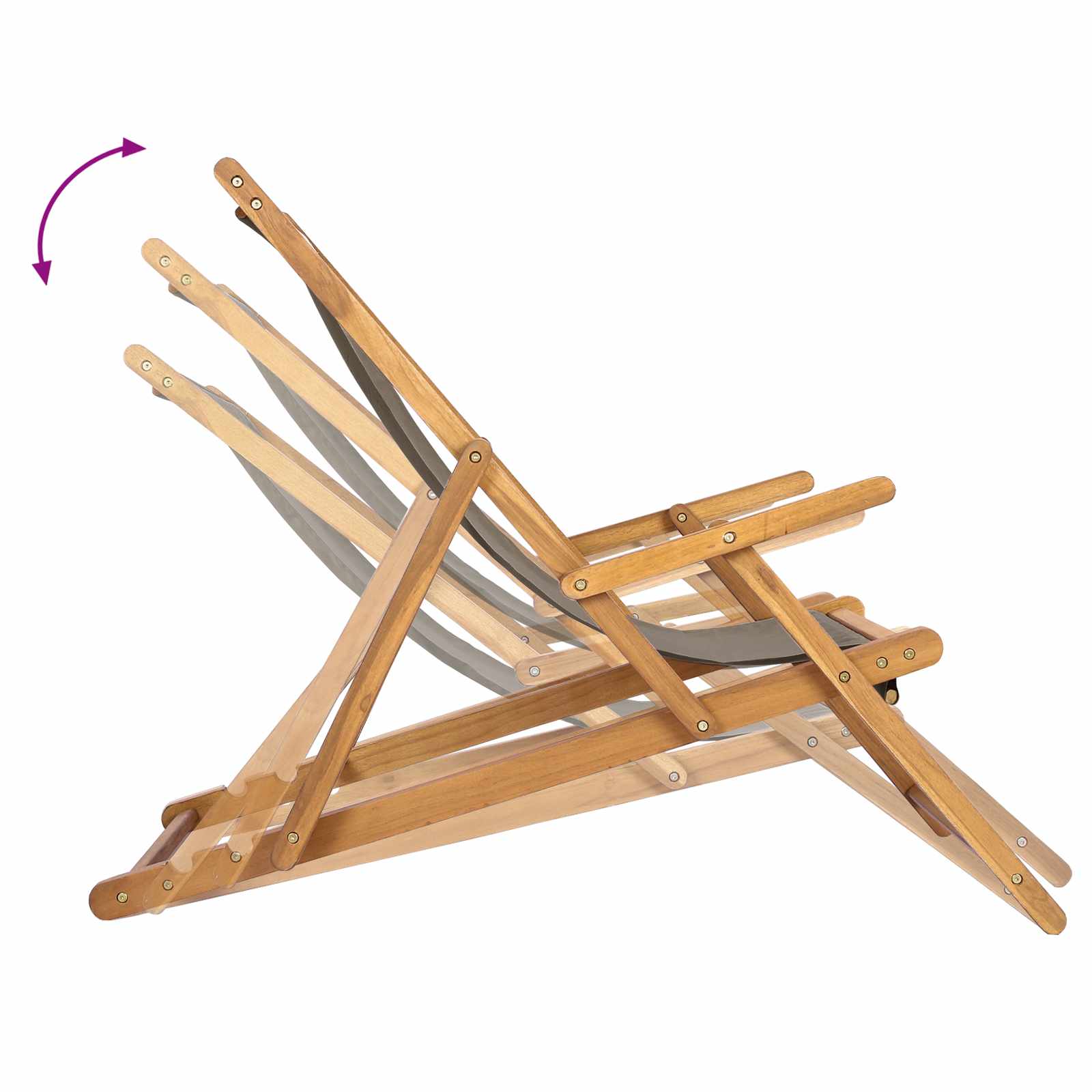 Strandstoel Taupe Massief Teakhout image 8