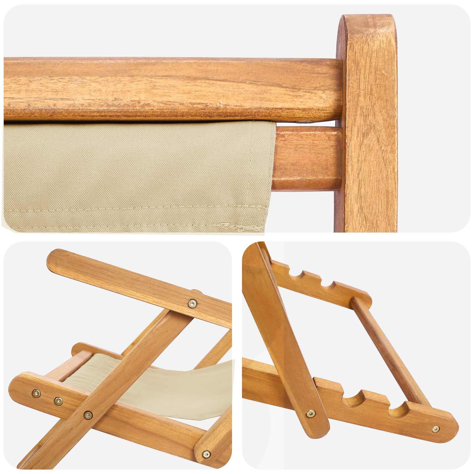 Strandstoel Beige Massief Teakhout image 6