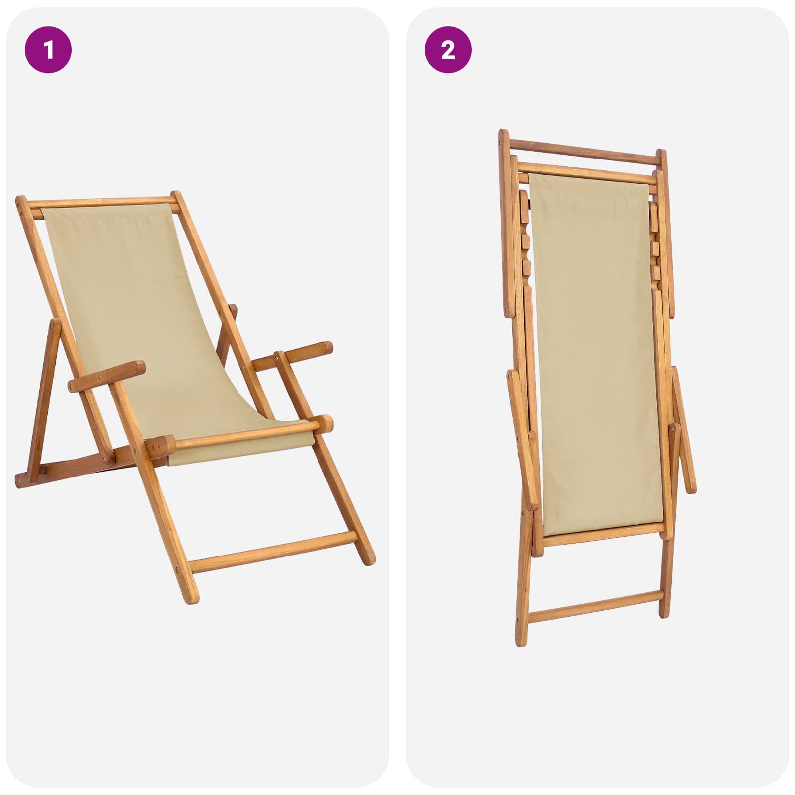 Strandstoel Beige Massief Teakhout image 7