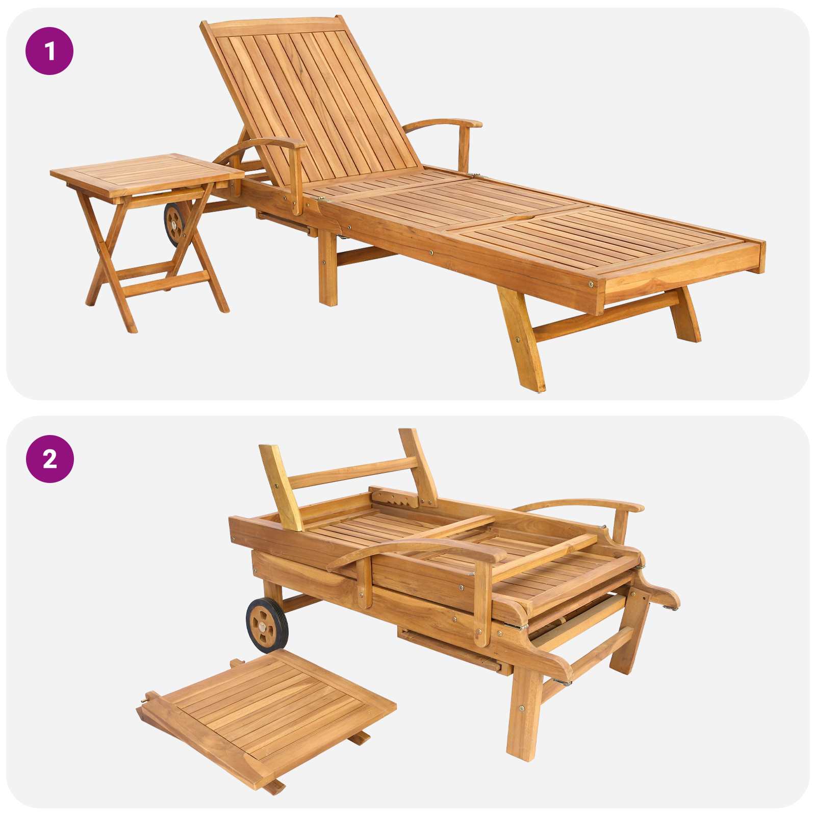 Ligbed met tafel Bruin Massief Teakhout image 8