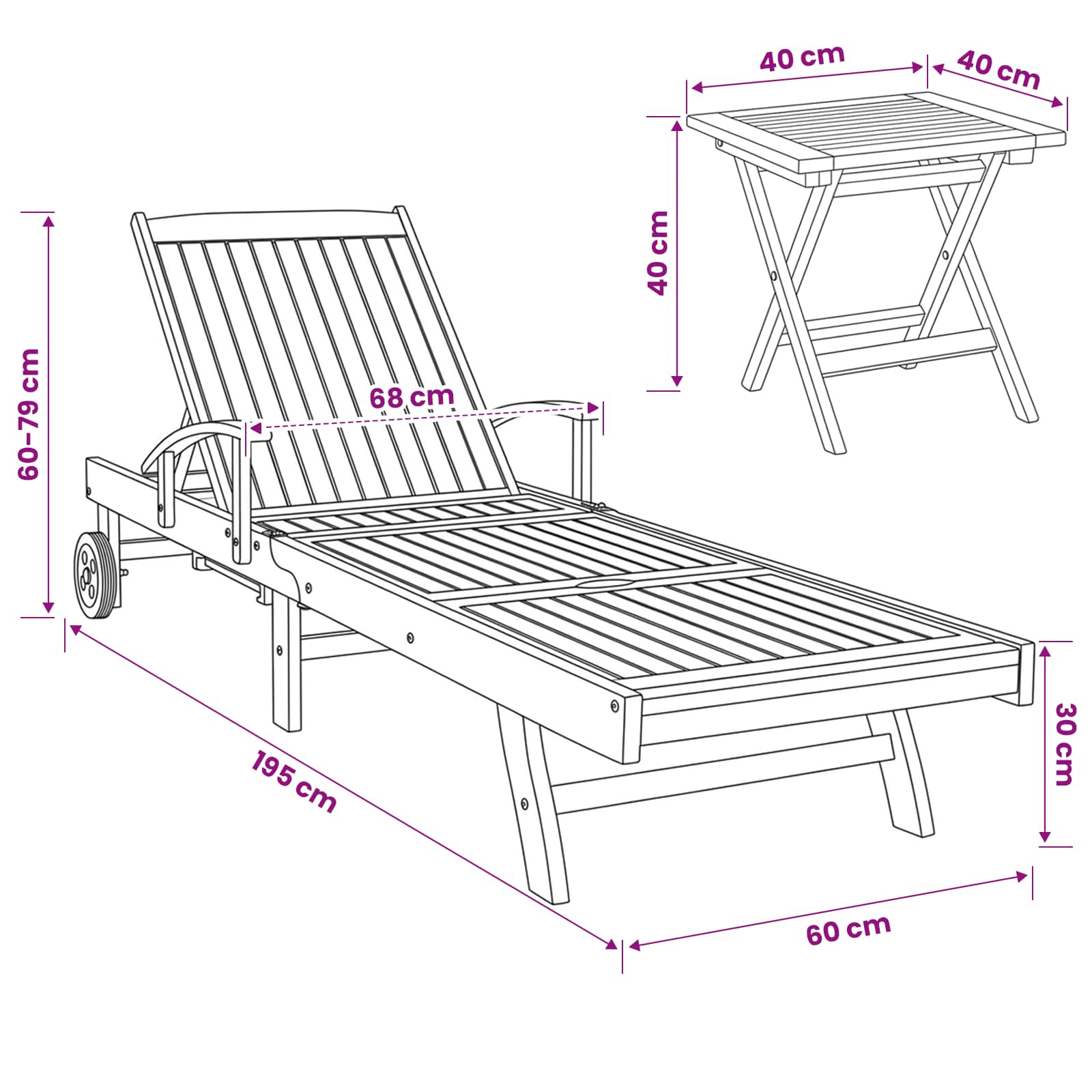 Ligbed met tafel Bruin Massief Teakhout image 10