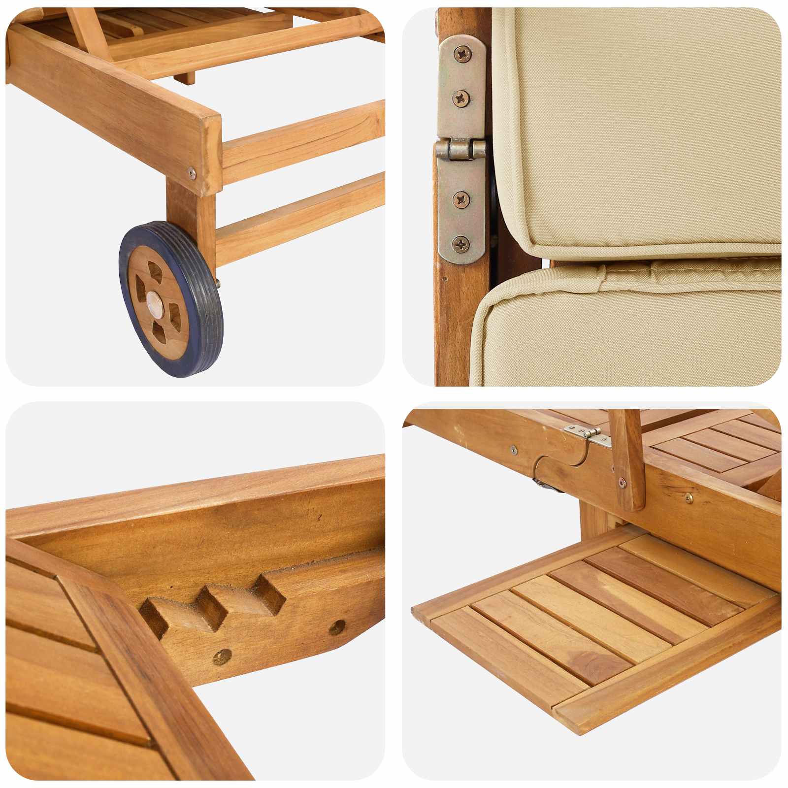 Ligstoel 100% Polyester Massief Teak image 7