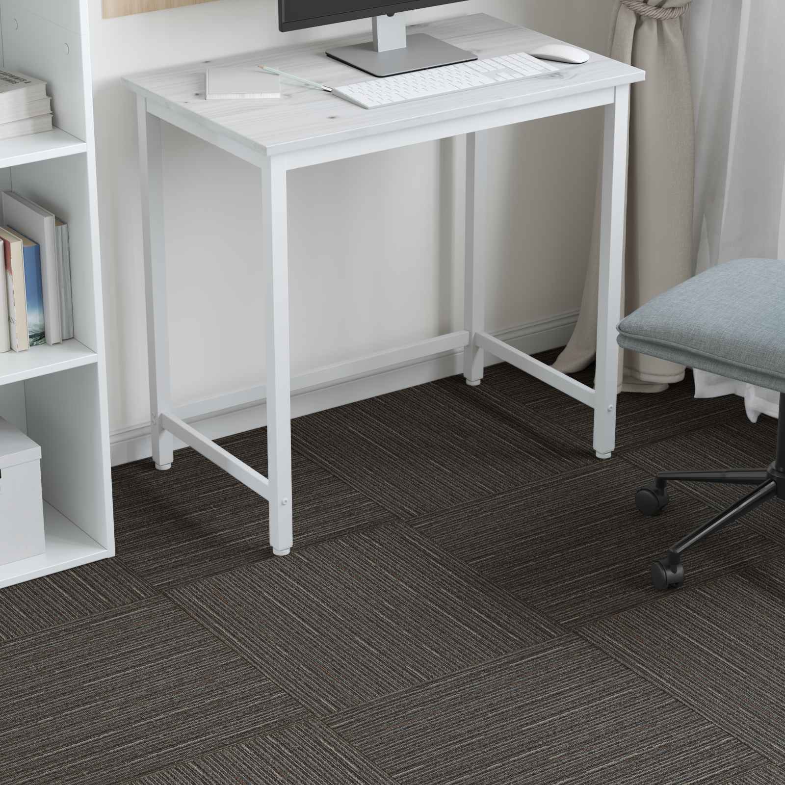 Preproga ploščica Prugasta temno rjava 50 x 50 cm 36 pcs - slika 4