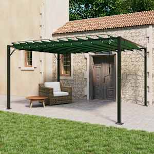 Gazebo s lameliranim strešnim sistemom Zelena 3 x 4 x 2,14 m