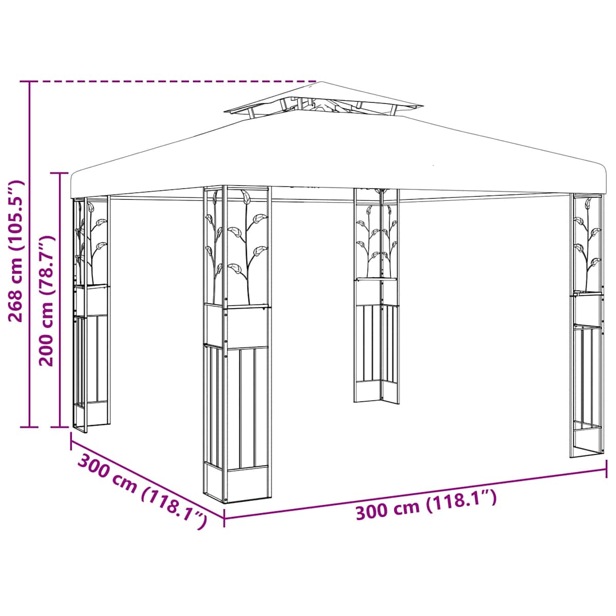 Pavillon 3 x 3 x 2,68 m Grøn Polyester og Stål - Billede 6