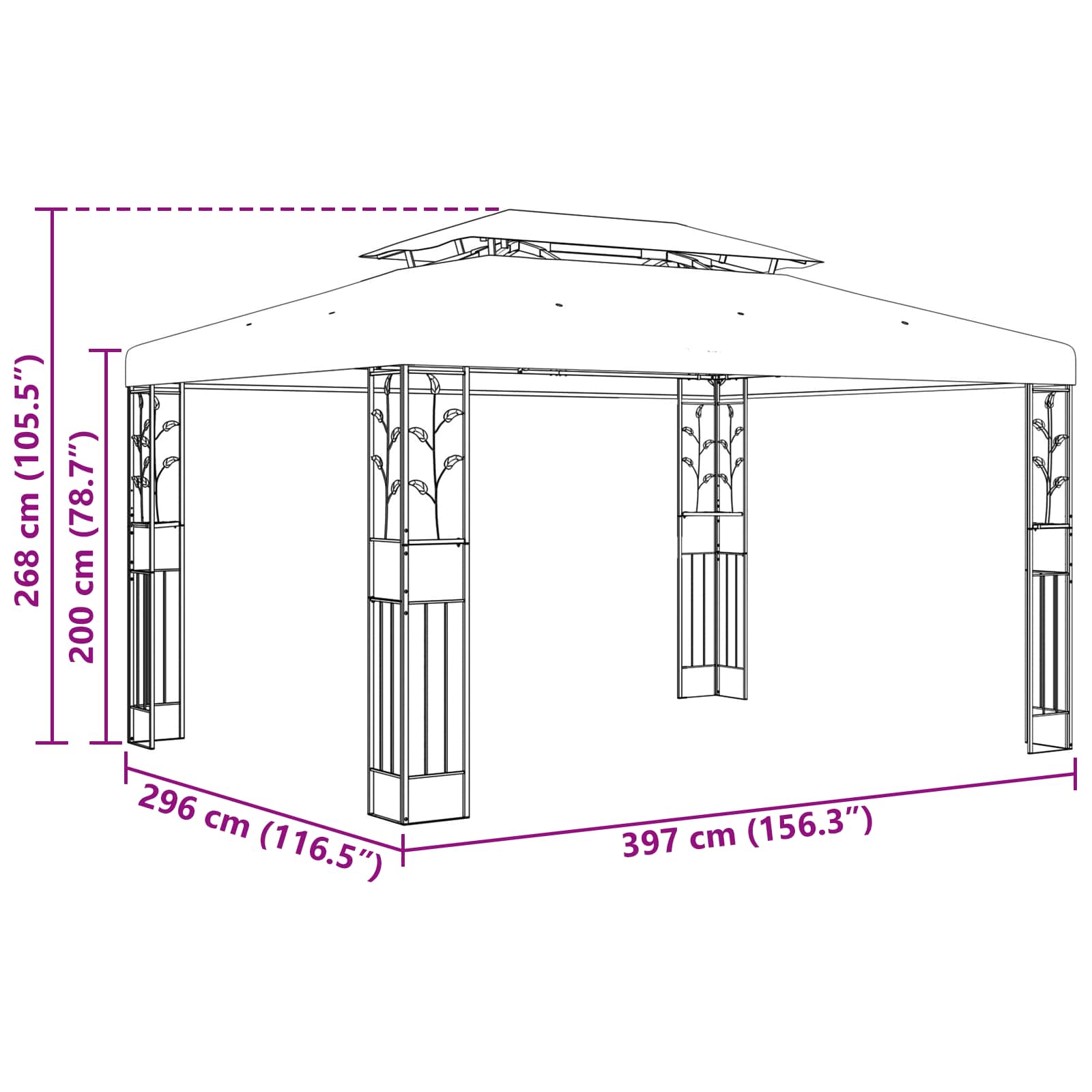 Prieel 3,97 x 2,96 x 2,68 m Groen Polyester en staal image 7