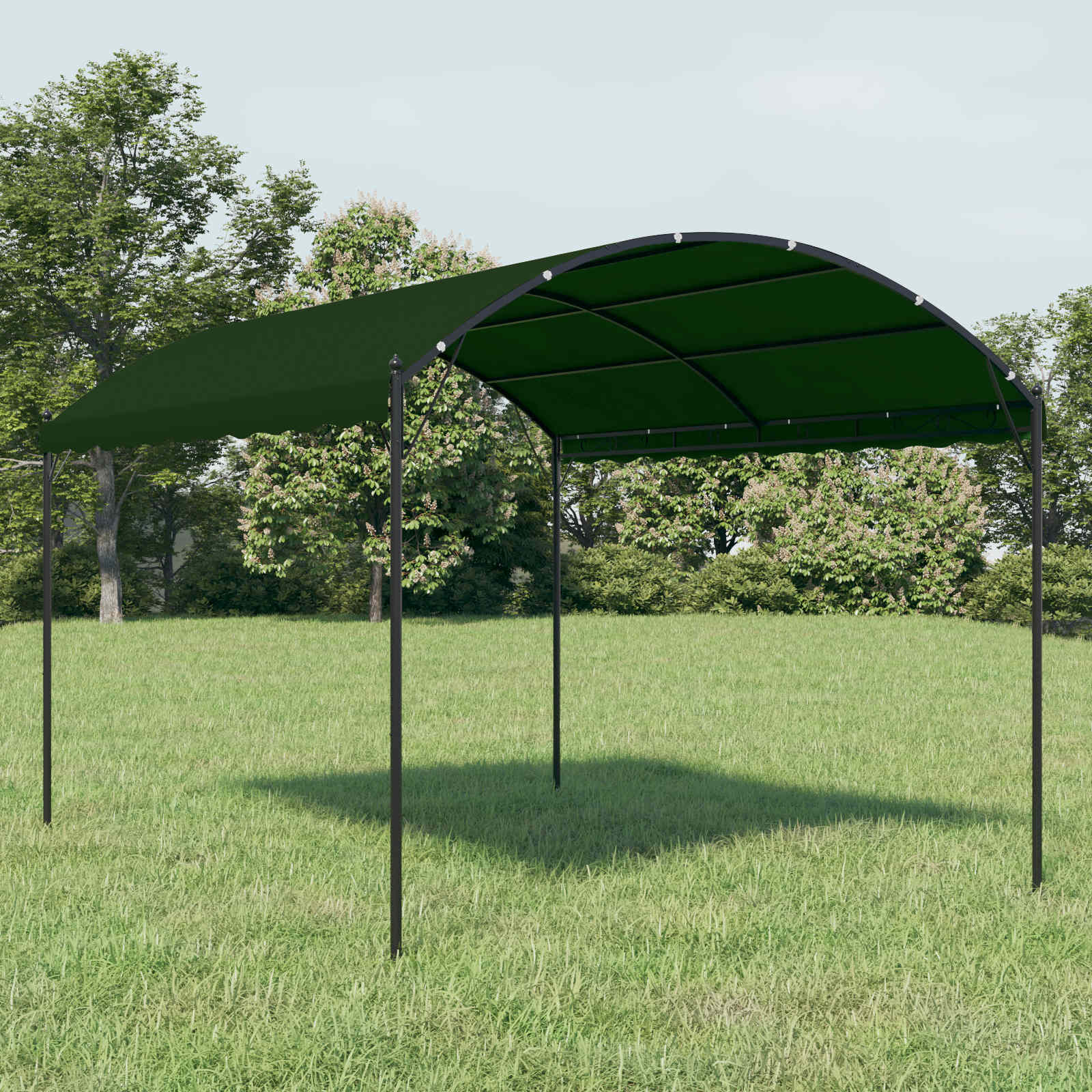 vidaXL Paviljon 4 x 3 x 2,6 m Zelena Poliester in jeklo