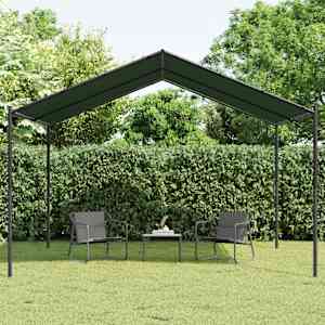 Paviljon 4 x 4 x 2,6 m Taupe Poliester in jeklo